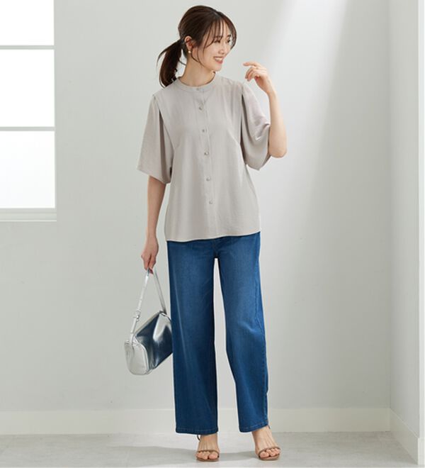 BELLUNA（ベルーナ）の「【快適Ｌａｂ．】お手入れ楽々ビンテージ調素材ブラウス（ブラウス）」｜詳細画像