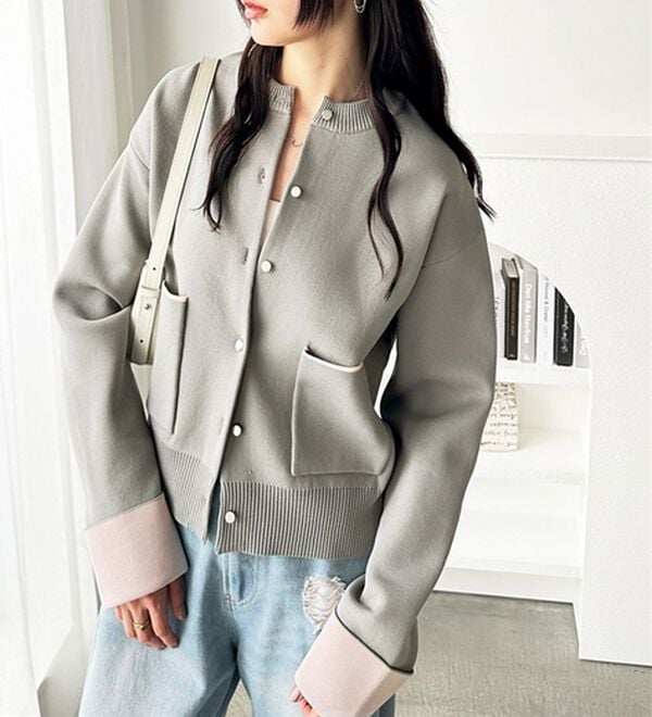 GeeRA（ジーラ）の「配色カラーニットカーディガン（ニットカーディガン）」｜詳細画像