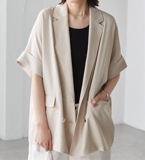 searoomlynn フロントRibbonハーフスリーブジャケット searoomlynn フロントRibbonハーフスリーブジャケット