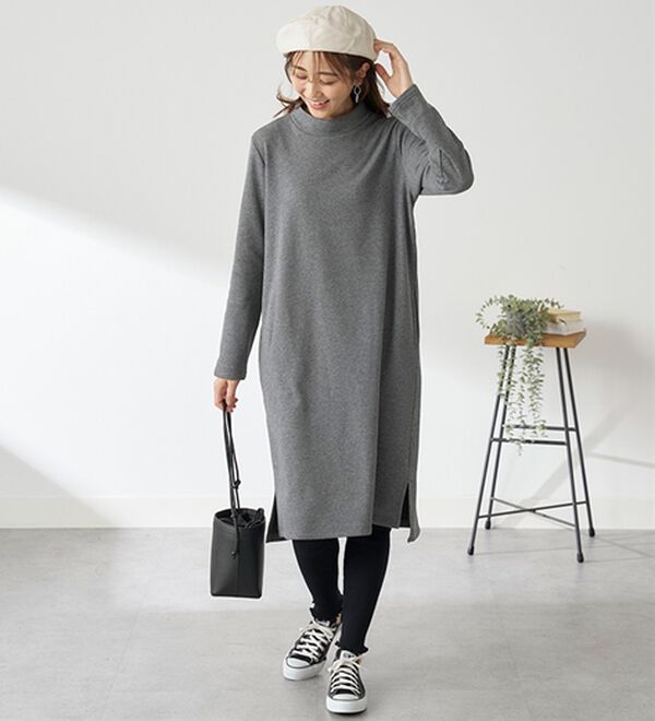 BELLUNA（ベルーナ）の「まるで着る毛布！静電防止付裏ファーお出かけワンピース（カットソーワンピース）」｜詳細画像