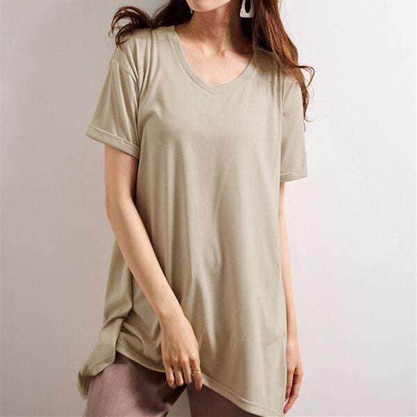 RANAN（ラナン）の「ひんやり！レディゆるシルエットＴシャツ（カットソー）」｜ベージュ