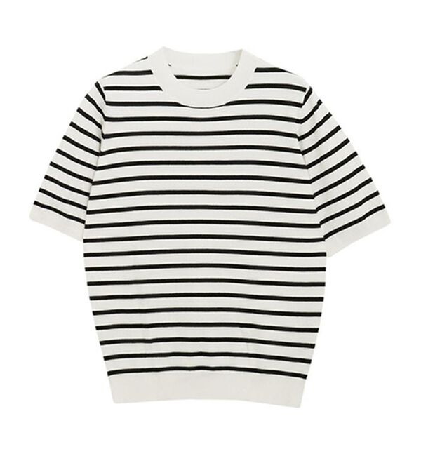 Pierrot（ピエロ）の「【洗濯機で洗える】【ＵＶカット】シルクタッチ半袖ニット（ニット・セーター）」｜詳細画像