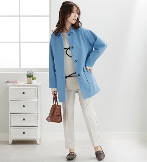 BELLUNA（ベルーナ）の「ウール調ステンカラーコート（ハーフコート）」｜詳細画像