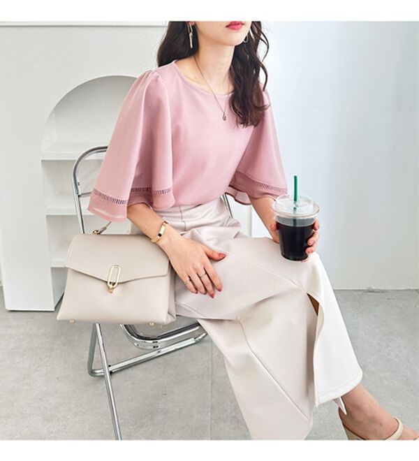 GeeRA（ジーラ）の「シアー切替フレアー袖Ｔブラウス（ブラウス）」｜詳細画像