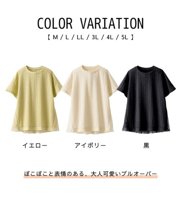 BELLUNA（ベルーナ）の「ジャカード素材チュール重ねプルオーバー（カットソー）」｜詳細画像