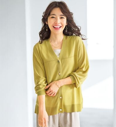 BELLUNA（ベルーナ）の「【快適Ｌａｂ．】シャリ冷！洗える多機能ニットカーディガン（ニットカーディガン）」