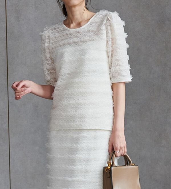 RANAN（ラナン）の「フリルレースパフスリーブトップス（カットソー）」｜詳細画像