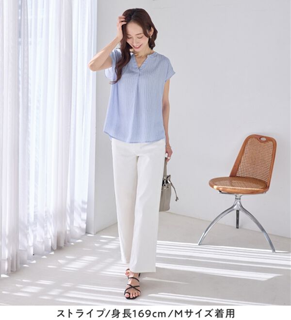 Viola e Viola（ヴィオラ エ ヴィオラ）の「さらさらＥＡＳＹスキッパーフレンチスリーブブラウス（ブラウス）」｜詳細画像