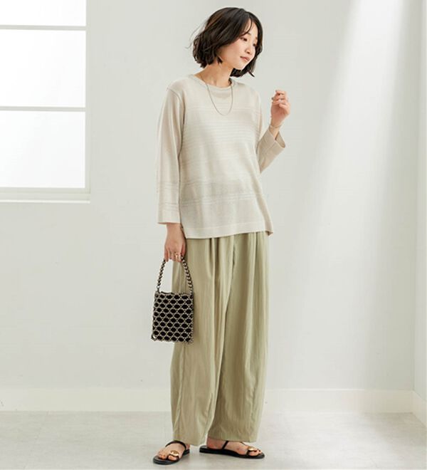 BELLUNA（ベルーナ）の「シャリ感！ボーダー編地ニットプルオーバー（ニット・セーター）」｜詳細画像