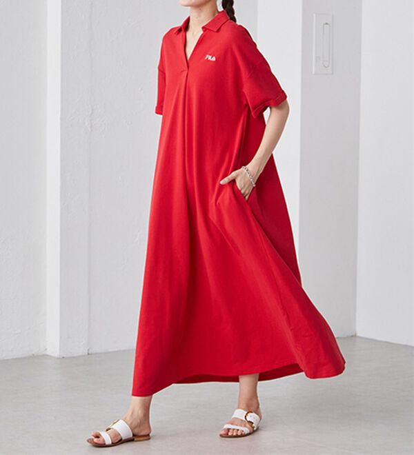 RANAN（ラナン）の「＜ＦＩＬＡ＞ゆったりフレアーポロワンピース（その他ワンピース）」｜詳細画像