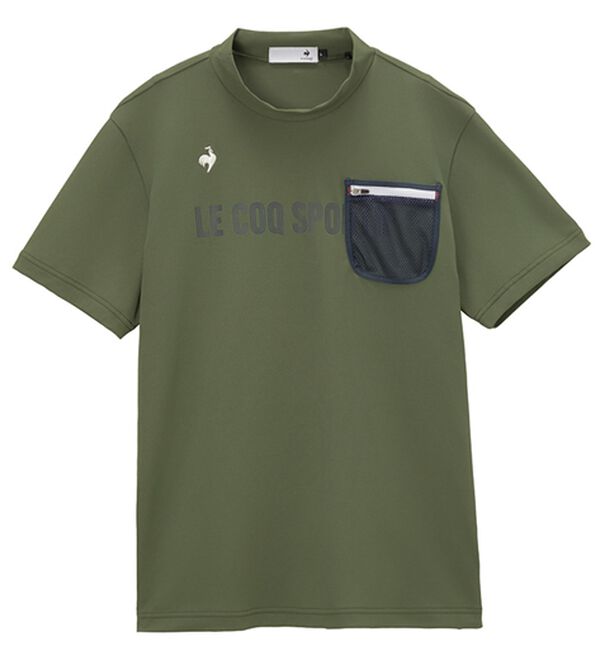 「＜ルコック＞ポケット付き半袖モックネックシャツ（メンズシャツ）」｜カーキ