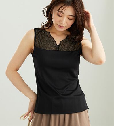 BELLUNA（ベルーナ）の「レース素材カップ付タンクトップ（タンクトップ・キャミソール）」