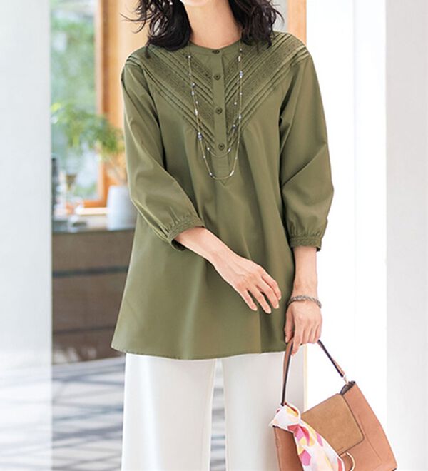 ルフラン（ルフラン）の「【２色組】Ｖ字タック切替ブラウス（ブラウス）」｜詳細画像