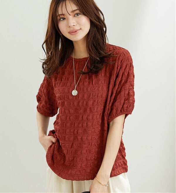 BELLUNA（ベルーナ）の「ポコポコ素材裾ドロストプルオーバー（カットソー）」｜詳細画像