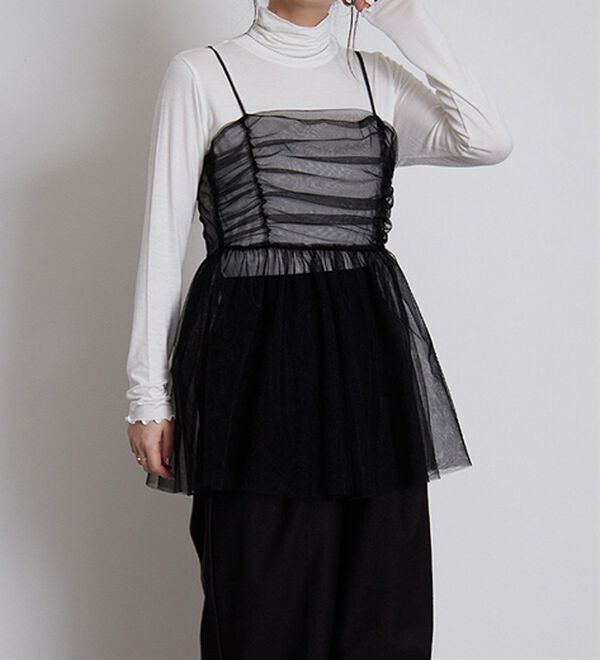 RANAN（ラナン）の「ラメチュールビスチェ（ブラウス）」｜ブラック