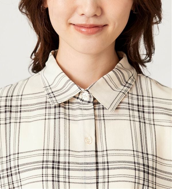 BELLUNA（ベルーナ）の「シアージョーゼット素材チェック柄シャツ（シャツ）」｜詳細画像
