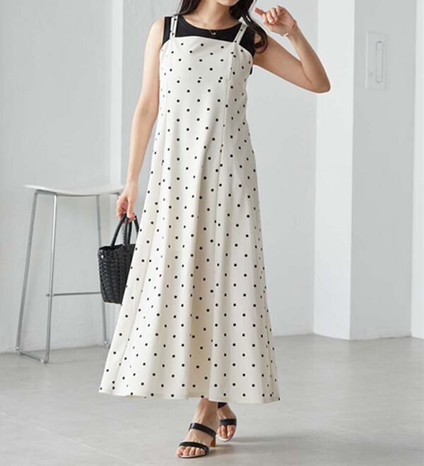 RANAN（ラナン）の「ダブルストラップバックリボンキャミワンピース（その他ワンピース）」｜ホワイト系