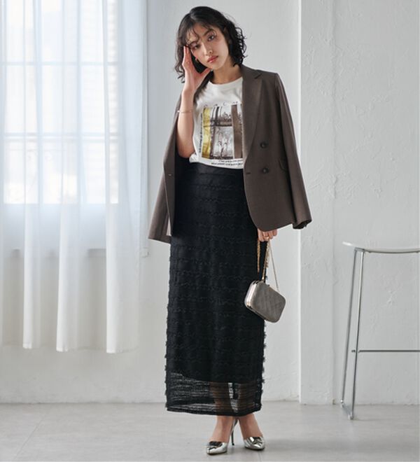 RANAN（ラナン）の「フリルレースナローロングスカート（ロングスカート）」｜詳細画像