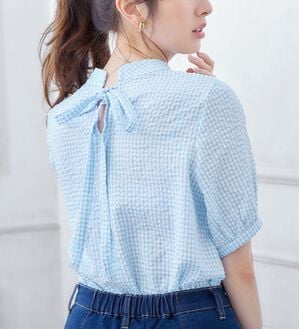 alotta（アロッタ）の「ギンガムチェックパフ袖ブラウス（ブラウス）」｜詳細画像