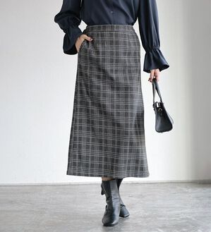 Pierrot（ピエロ）の「丈と柄が選べるカシミヤタッチＩラインスカート（ロングスカート）」｜チェック