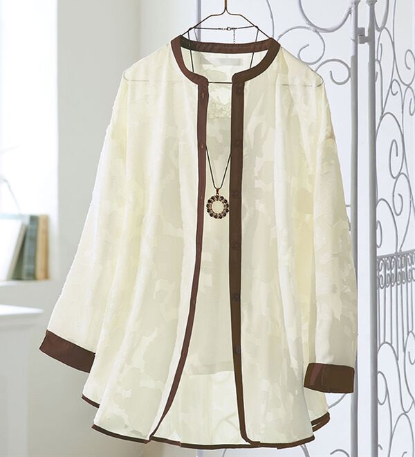 ルフラン（ルフラン）の「シアー素材のブラウスジャケット（シャツ）」｜詳細画像