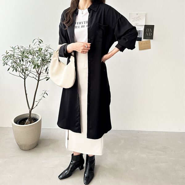 GeeRA（ジーラ）の「スリット入りロングシャツワンピース（シャツワンピース）」｜詳細画像