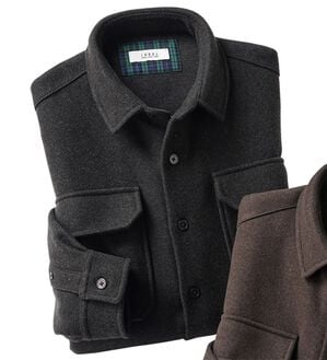 「メルトンジャージシャツジャケット（メンズシャツ）」｜チャコール