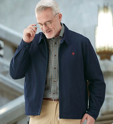 「＜ポロ・ビーシーエス＞着心地快適デニム調スイングトップ（メンズブルゾン）」