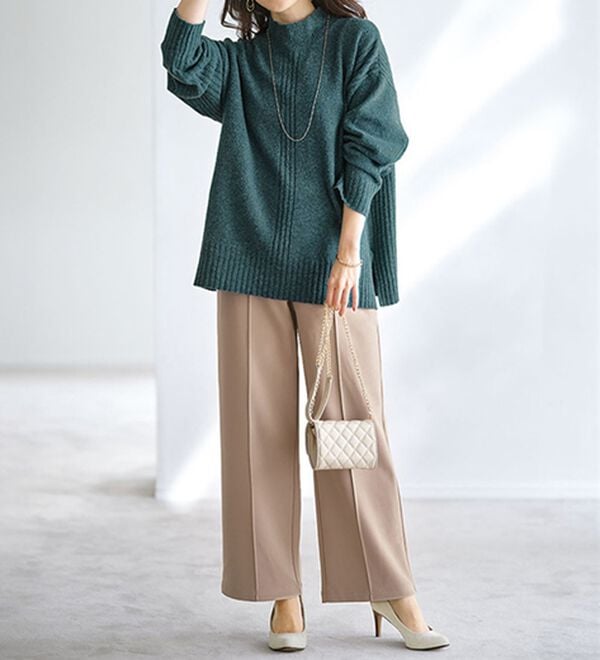 BELLUNA（ベルーナ）の「【快適Ｌａｂ．】洗える＆チクチクしにくい！ウール調ニットプルオーバー（ニット・セーター）」｜詳細画像