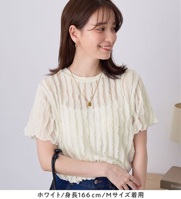 Viola e Viola（ヴィオラ エ ヴィオラ）の「フリルシアー素材ゆるトップス（ブラウス）」｜詳細画像