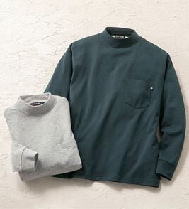 「肌側しっとりなめらか吸湿発熱ハイネック（メンズＴシャツ）」