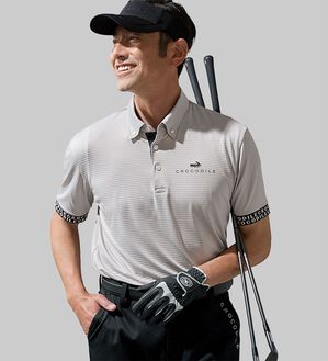 「＜クロコダイル＞接触冷感シャドーボーダーポロ（メンズポロシャツ）」｜詳細画像