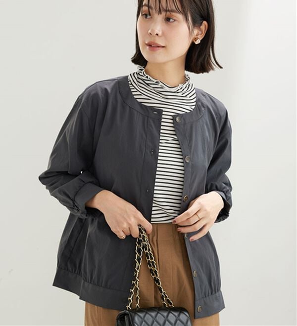 BELLUNA（ベルーナ）の「ビンテージ調ボタンデザインブルゾン（その他ジャケット）」｜チャコール