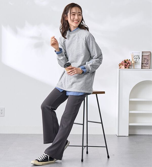 BELLUNA（ベルーナ）の「シュッと体型カバー！ジャストフィットフレアーパンツ（フルレングスパンツ）」｜詳細画像