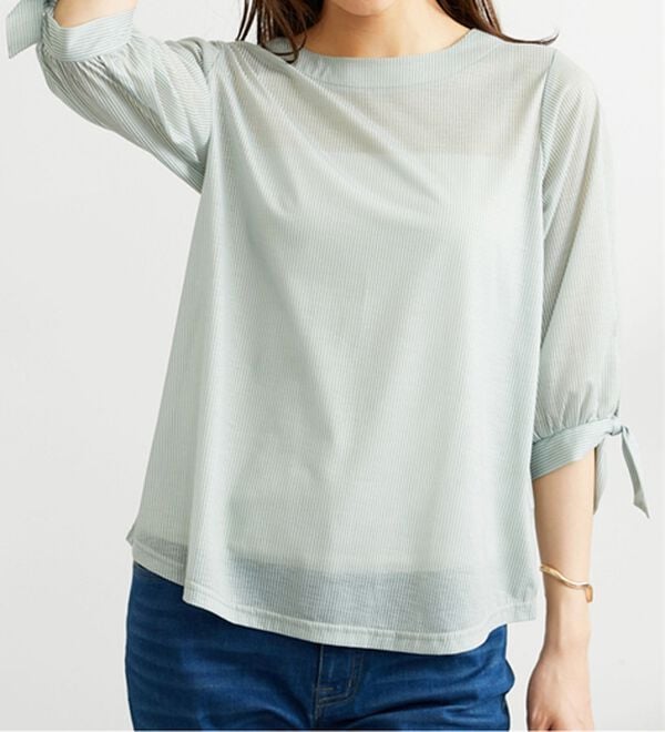 BELLUNA（ベルーナ）の「【2点セット】ストライプシャツ&times;ベストアンサンブル（アンサンブル）」｜詳細画像