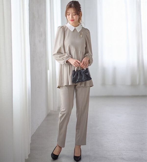 GeeRA（ジーラ）の「【２点セット】２ＷＡＹプリーツ切替ブラウスセットアップ（ブラウススーツ）」｜詳細画像