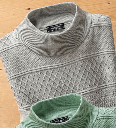 「コットンシルク編地柄セーター（メンズニット・セーター）」