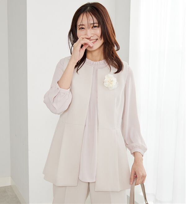 BELLUNA（ベルーナ）の「＜Ｃ／Ｓ＞ノーカラーペプラムジレ（ベスト）」｜詳細画像