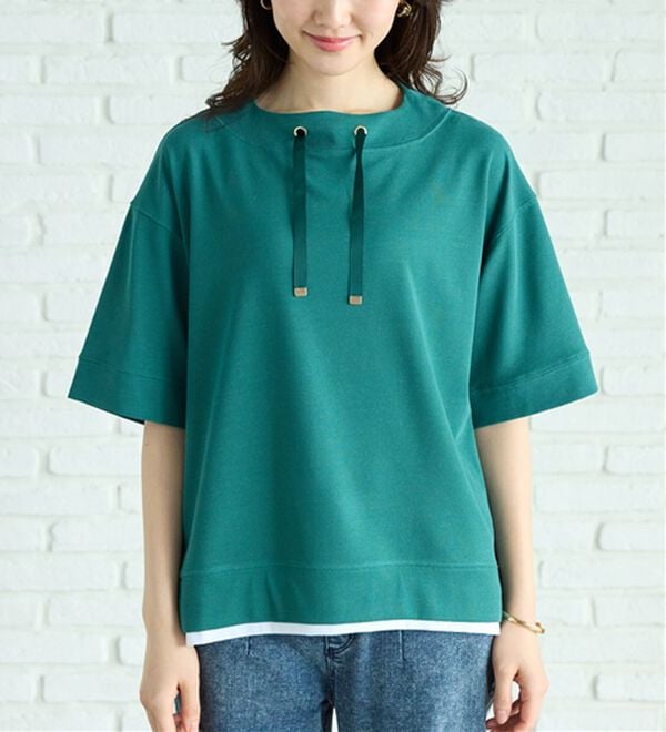 BELLUNA（ベルーナ）の「ワイドネックデザイン重ね着風プルオーバー（カットソー）」｜詳細画像