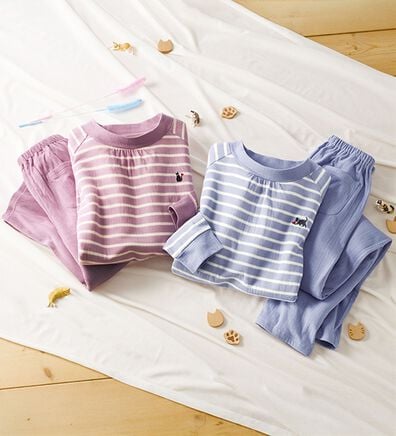 「【２着組】綿１００％ふんわりやさしいネコパジャマ（パジャマ・ルームウェア）」