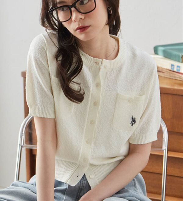 RANAN（ラナン）の「＜U.S.POLO ASSN.＞ コンパクトニットカーデ（ニットカーディガン）」｜ホワイト