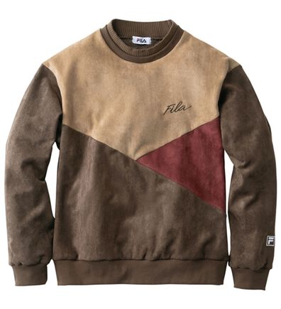 「＜フィラ＞スエード調ニット使い裏ボアトレーナー（メンズトレーナー）」