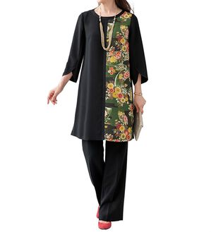 ルフラン（ルフラン）の「二越ちりめん切替パンツスーツ（パンツスーツ）」｜詳細画像