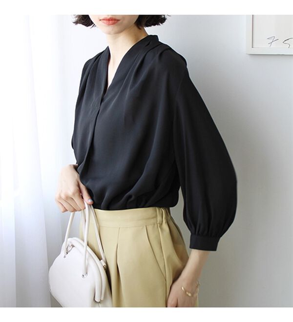 GeeRA（ジーラ）の「シルエットきれい！上品7分袖デザインブラウス（ブラウス）」｜詳細画像