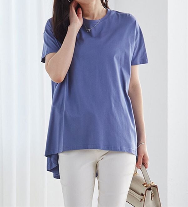 RANAN（ラナン）の「＜ＢＣ＞綿１００％ひんやりフレアーシルエットチュニック（カットソー）」｜詳細画像