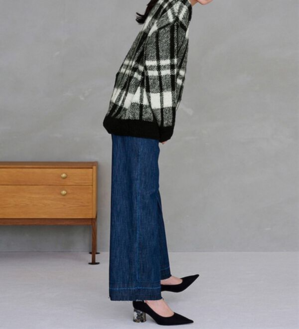 RANAN（ラナン）の「チェック柄ふんわり起毛ニット（チュニック）」｜詳細画像