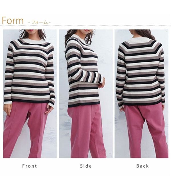 A HAPPY MARILYN（アハッピーマリリン）の「【ＬＬ～４Ｌ】トライボーダー ラグランニットプルオーバー（ニット・セーター）」｜詳細画像