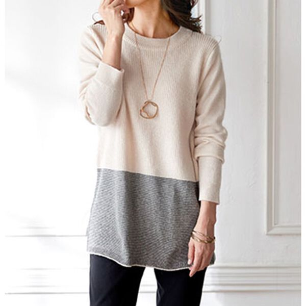 BELLUNA（ベルーナ）の「ツイード調編地フードニットジャケットアンサンブル（アンサンブル）」｜詳細画像