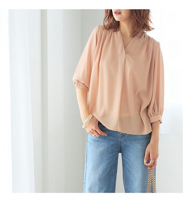 GeeRA（ジーラ）の「シルエットきれい！上品7分袖デザインブラウス（ブラウス）」｜詳細画像