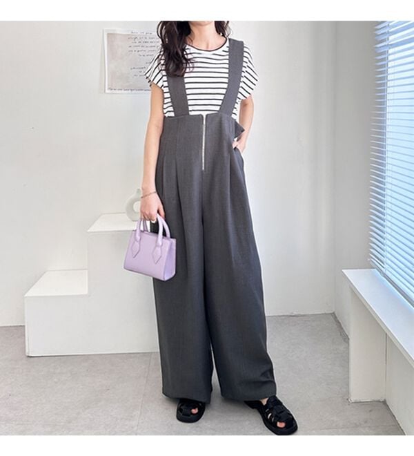 GeeRA（ジーラ）の「フロントジップハイウエストサロペット（オールインワン）」｜詳細画像